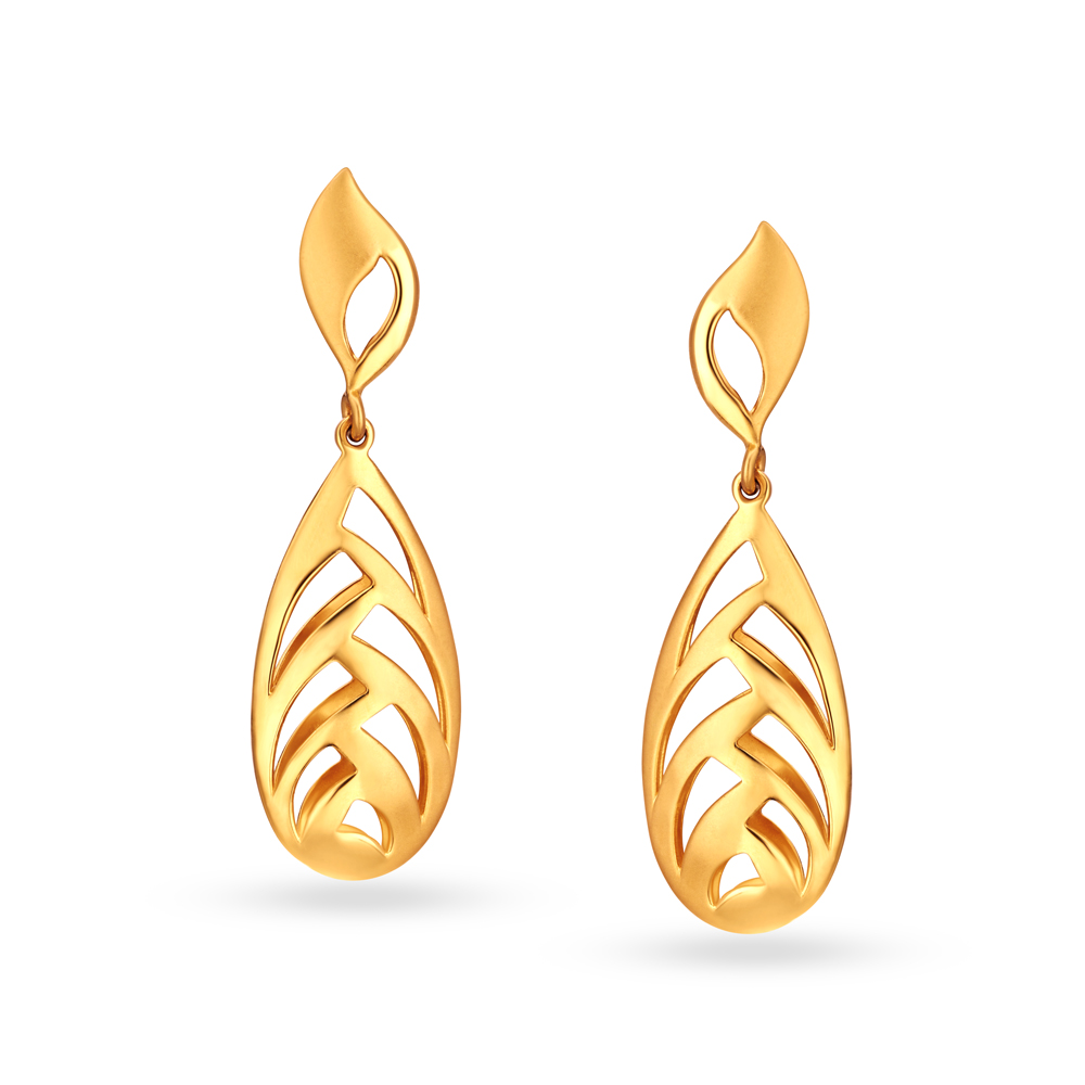 Contemporary v Glamorous Gold Teardrop Drop Earrings