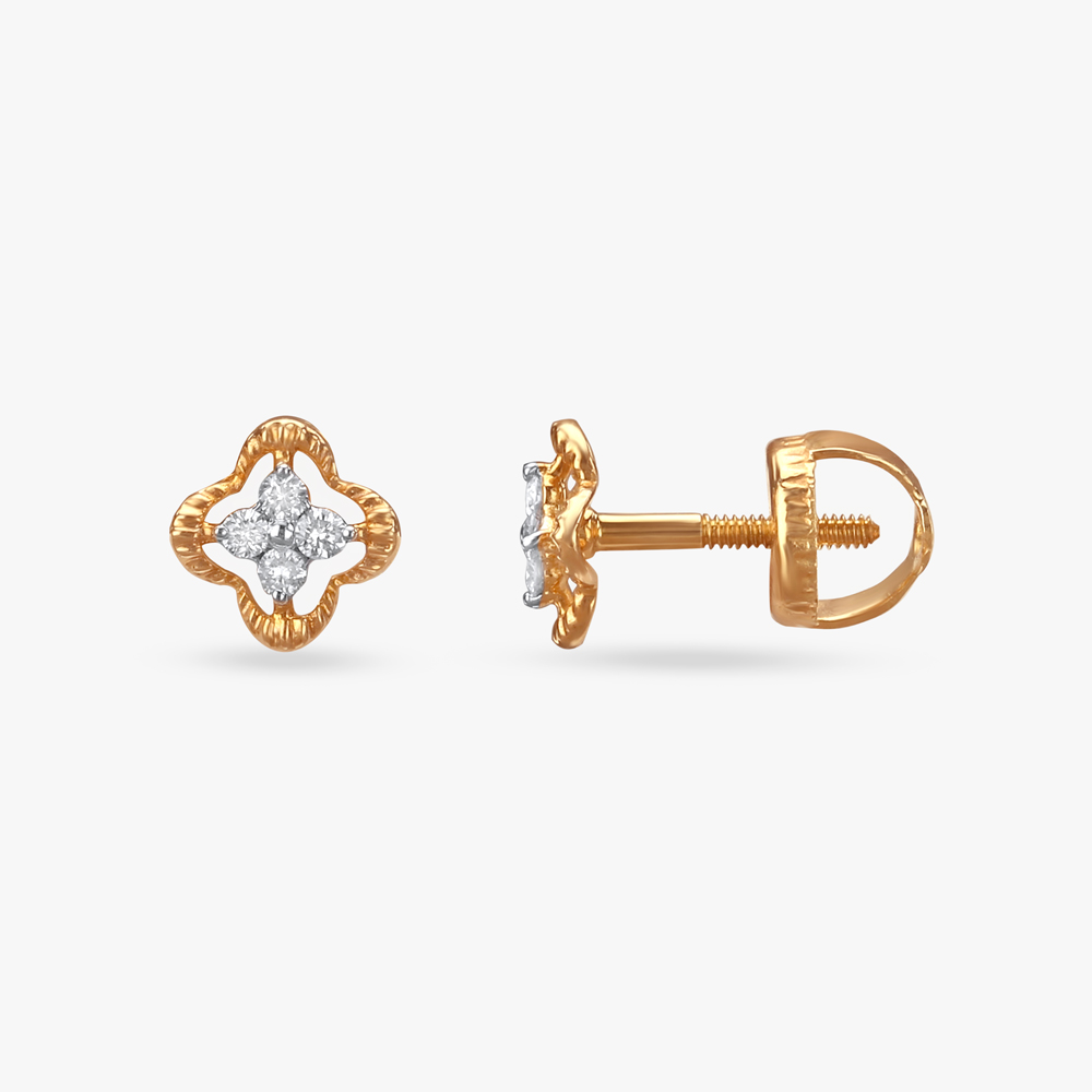 

Dainty Daisy Diamond Stud Earrings For kids