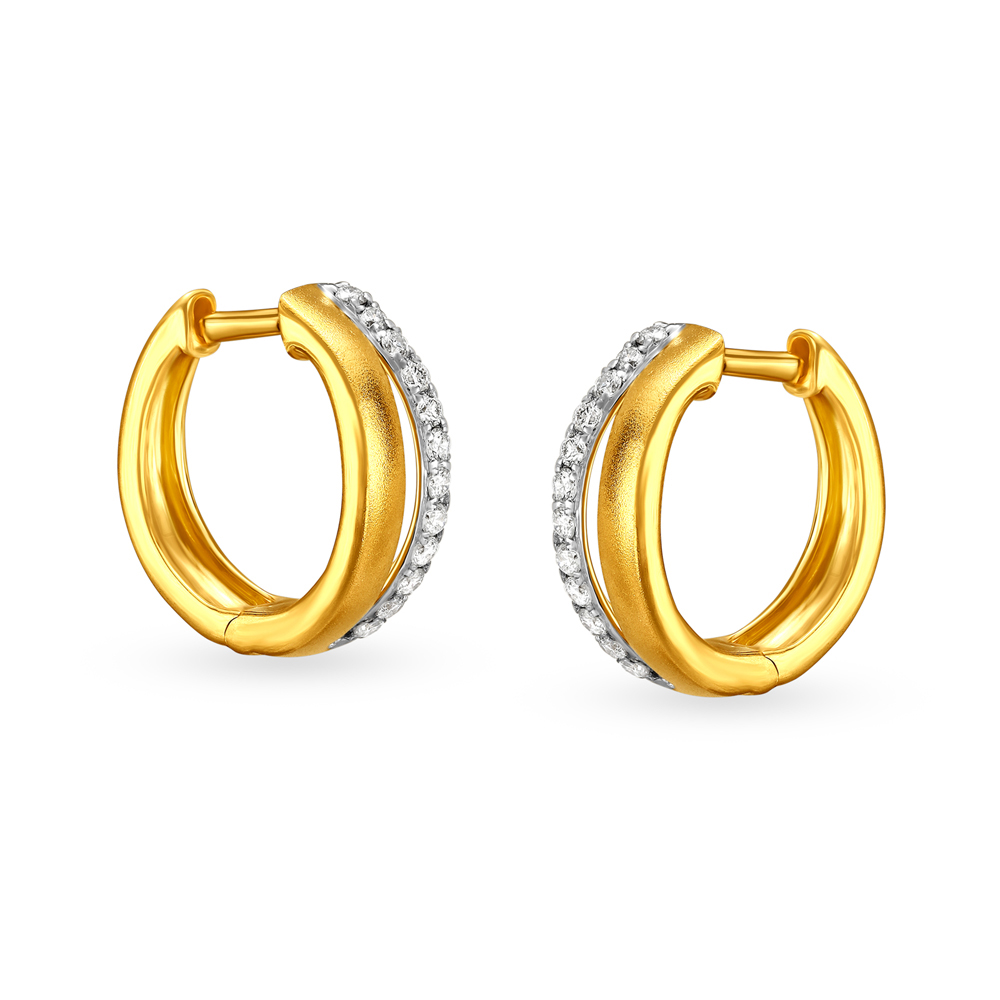 Stunning Contemporary Diamond Hoop Earrings