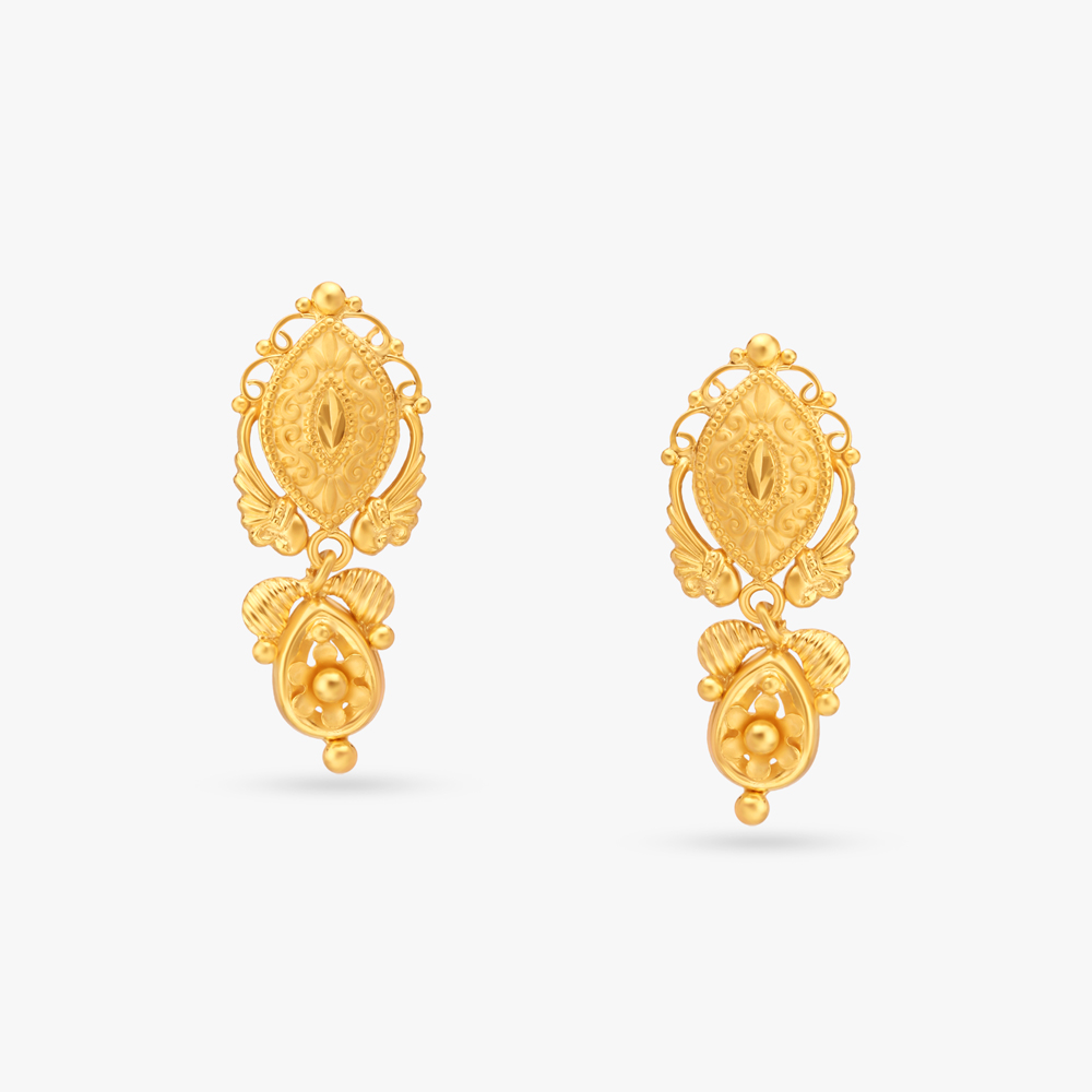 Filigree Gold Drop Earrings