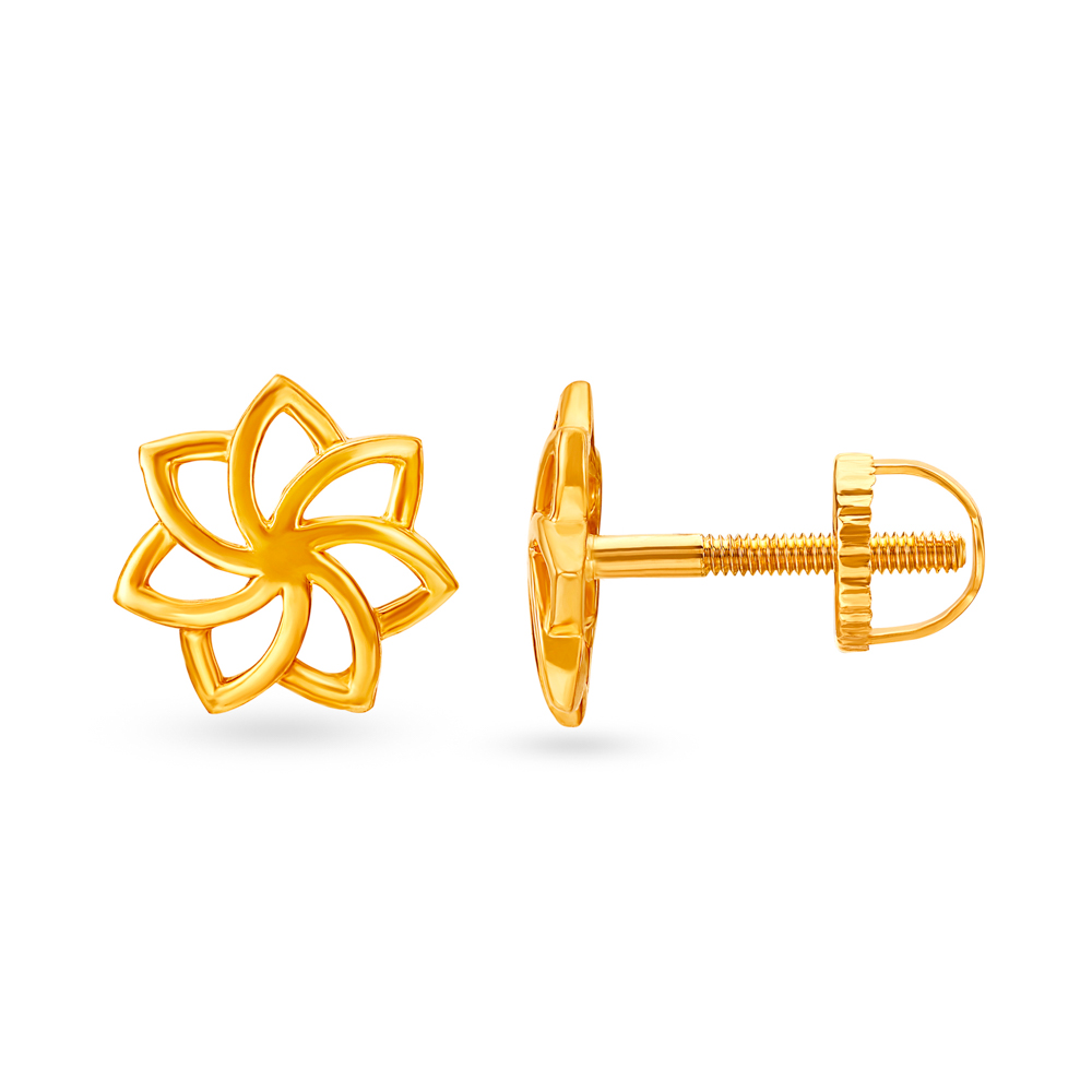 

Radiant Sun Floral Gold Stud Earrings