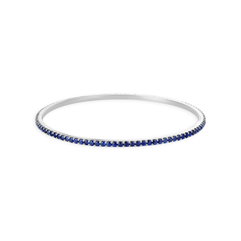 3.41 Carat TW Sapphire Bangle Bracelet In 14K White Gold