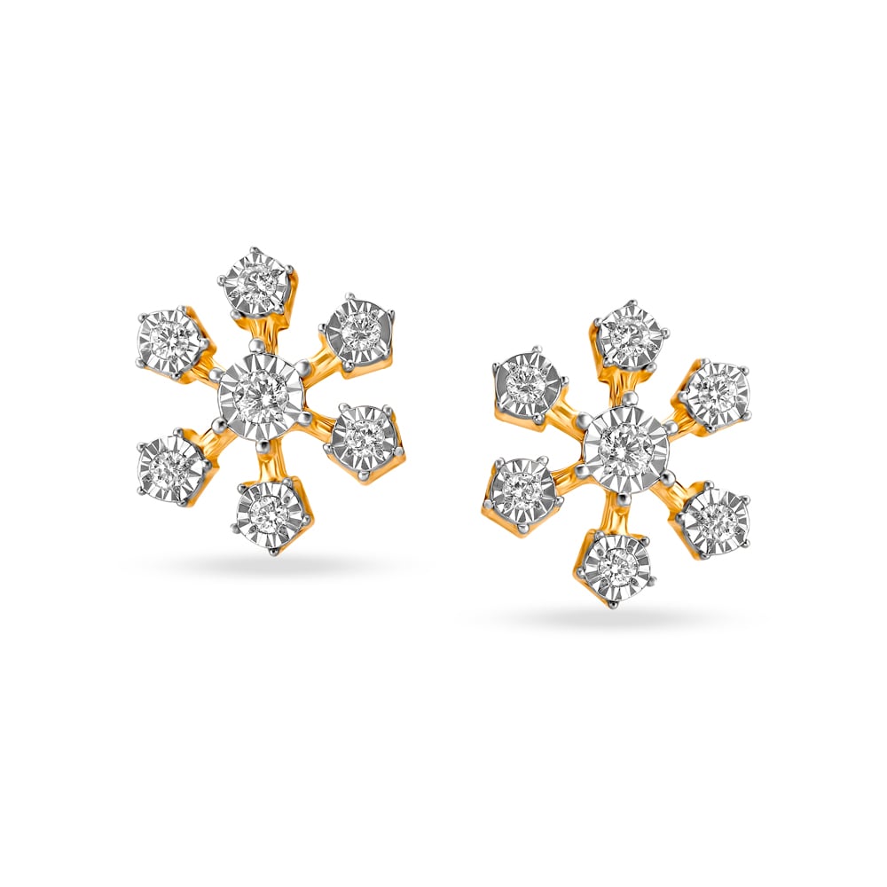 

Charming Seven Stone Diamond Stud Earrings in White and Yellow Gold