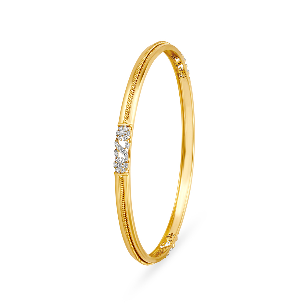 Floral Gold and Diamond Bangle