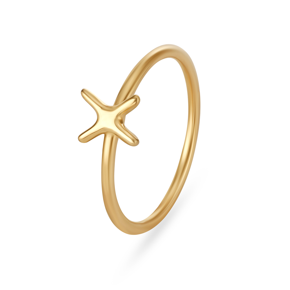 Letter D 14KT Yellow Gold Initial Ring