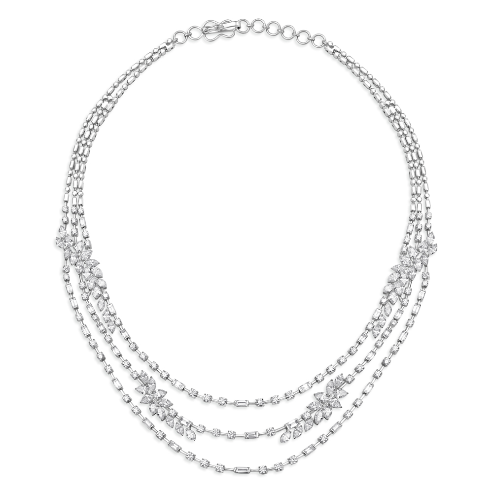 Buy Jyesh Jewels White and Gold American Diamond Strand Necklace Set for  Women (jj043) at Amazon.in