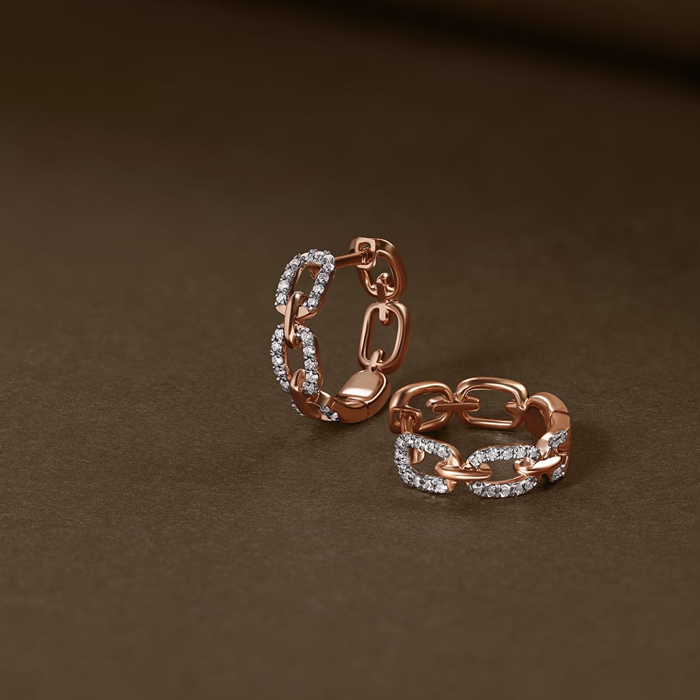 

Elegant Link Diamond Hoop Earrings