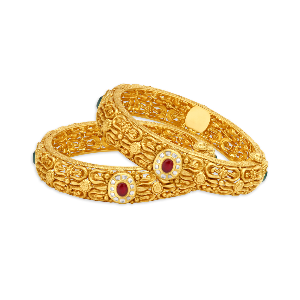 

Pristine Floral Gold Bangle