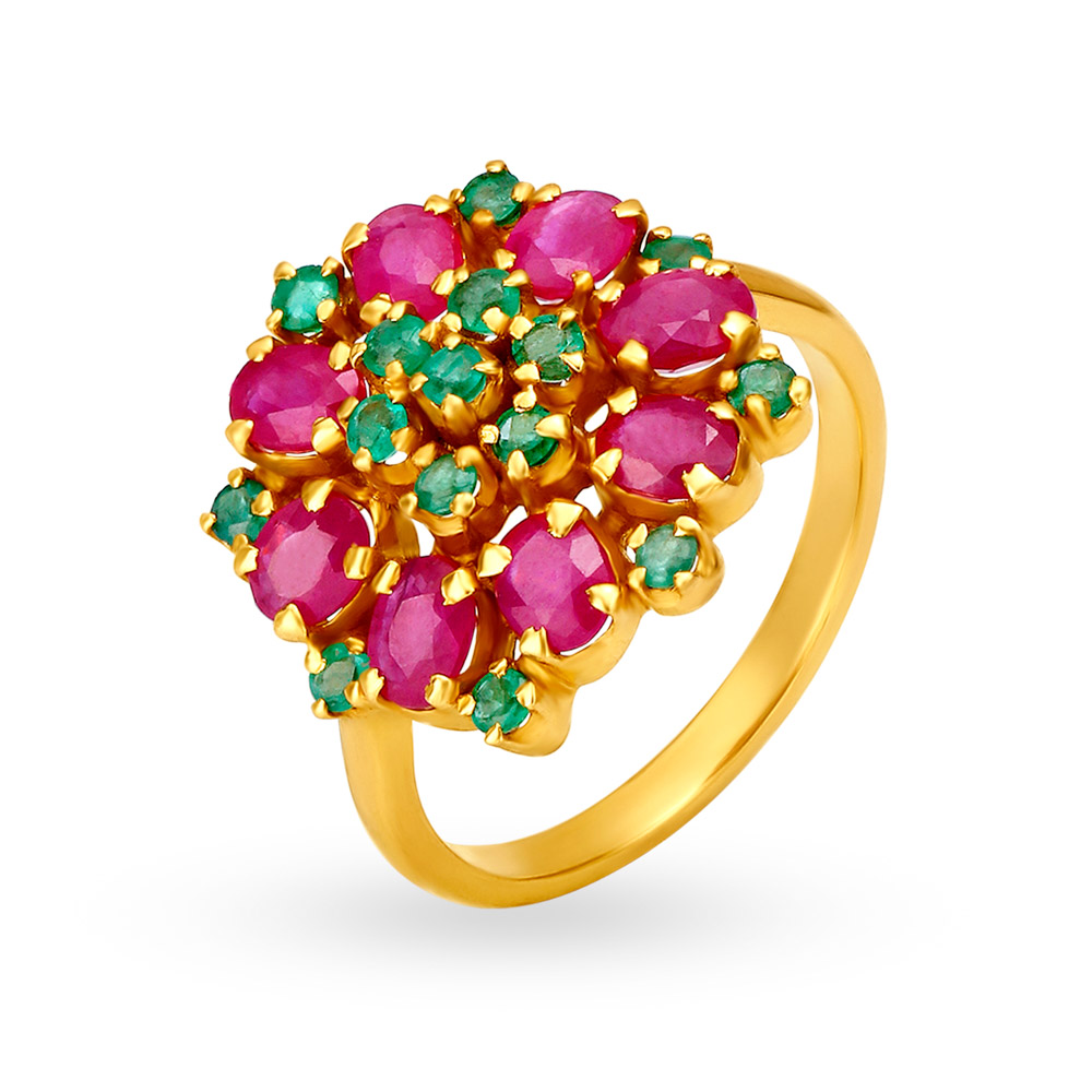 Sophisticated 18 Karat Yellow Gold Floral Finger Ring