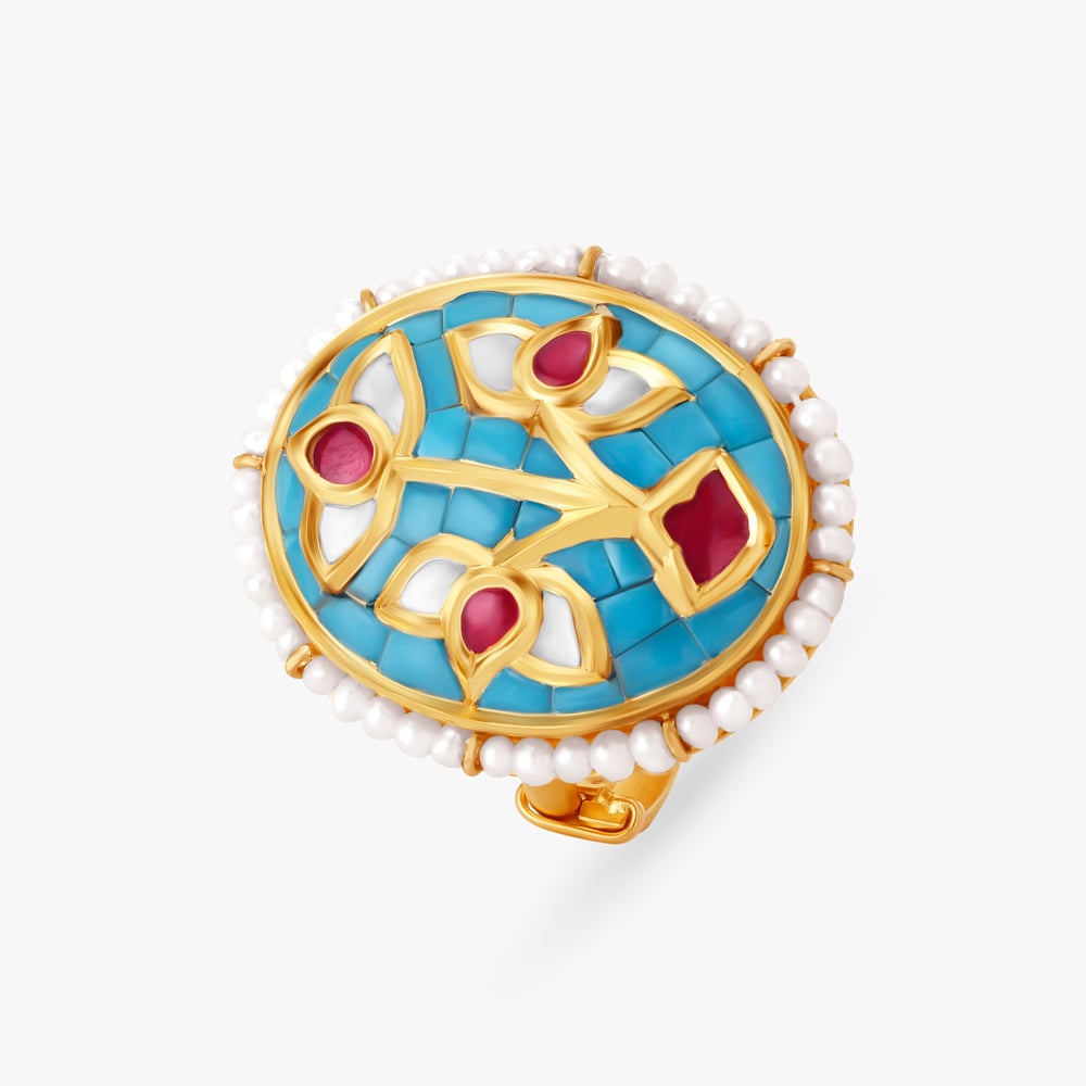 

Stunning Mosaic and Kundan Work Finger Ring