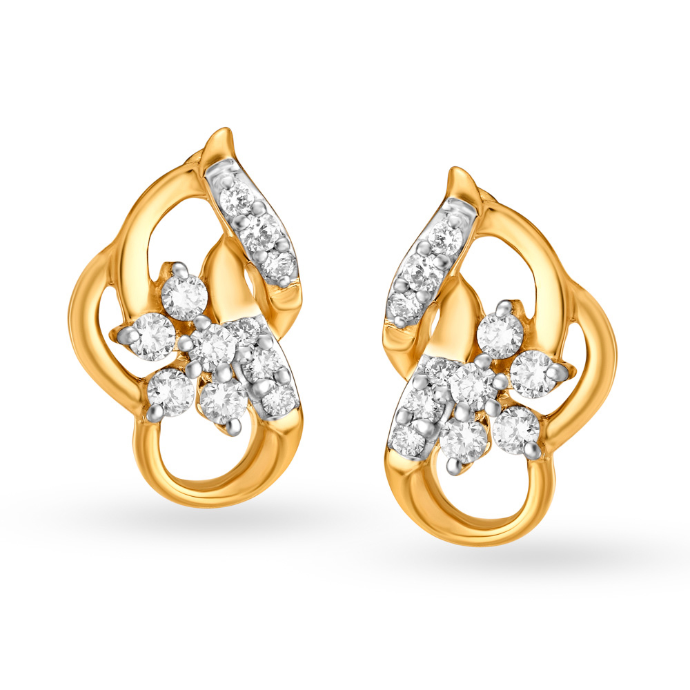 Floral Motif Diamond Stud Earrings