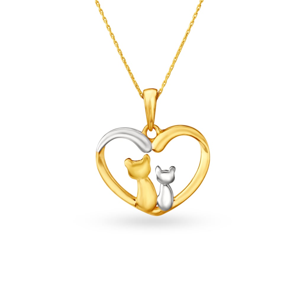 

Lovable Kids Cat Gold Pendant In Heart Pattern