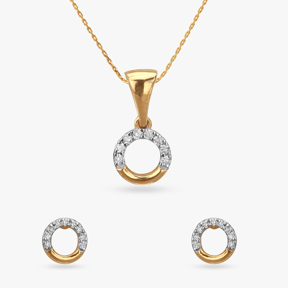 

Twinkle Rounds Diamond Pendant and Earrings Set for Kids