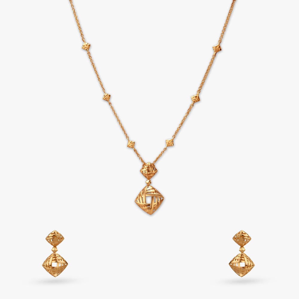 

Radiant Structure Gold Necklace Set