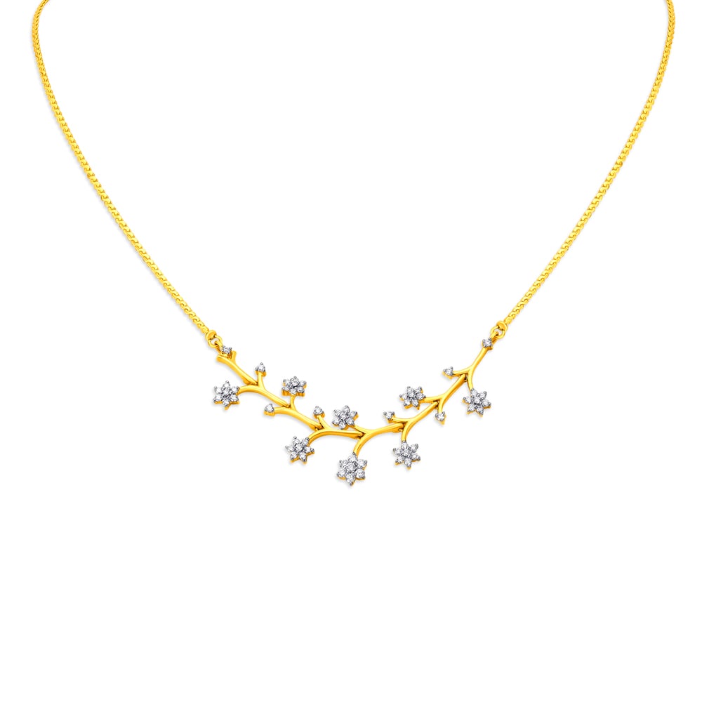 

Floral Branch Pattern Diamond Necklace