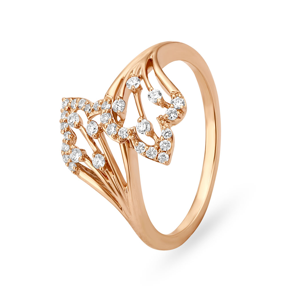 Dazzling 18 Karat Rose Gold Lead Motif Ring