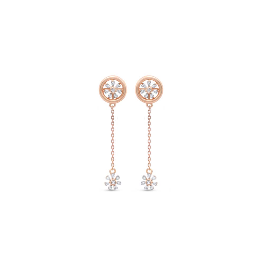 14 KT Rose Gold Tender Diamond Drop Earrings