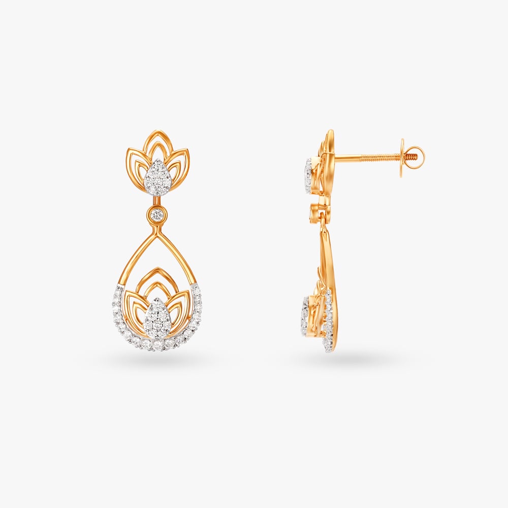 

Lotus Splendor Diamond Drop Earrings