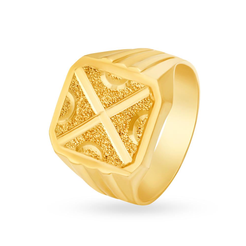 Compelling 22 Karat Yellow Gold Geometric Finger Ring