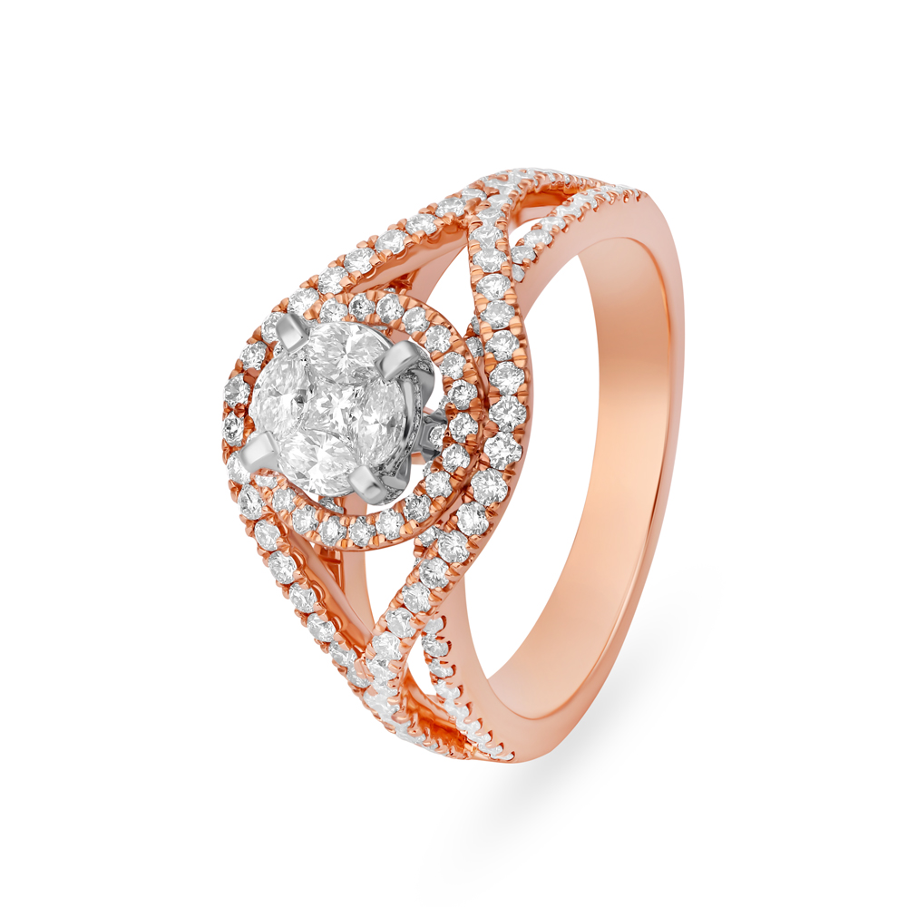 Spectacular 18 Karat White And Rose Gold And Diamond Statement Ring