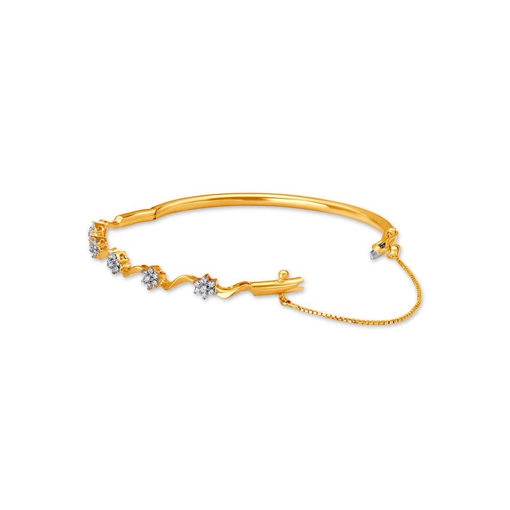 Pristine Floral Gold And Diamond Bangle