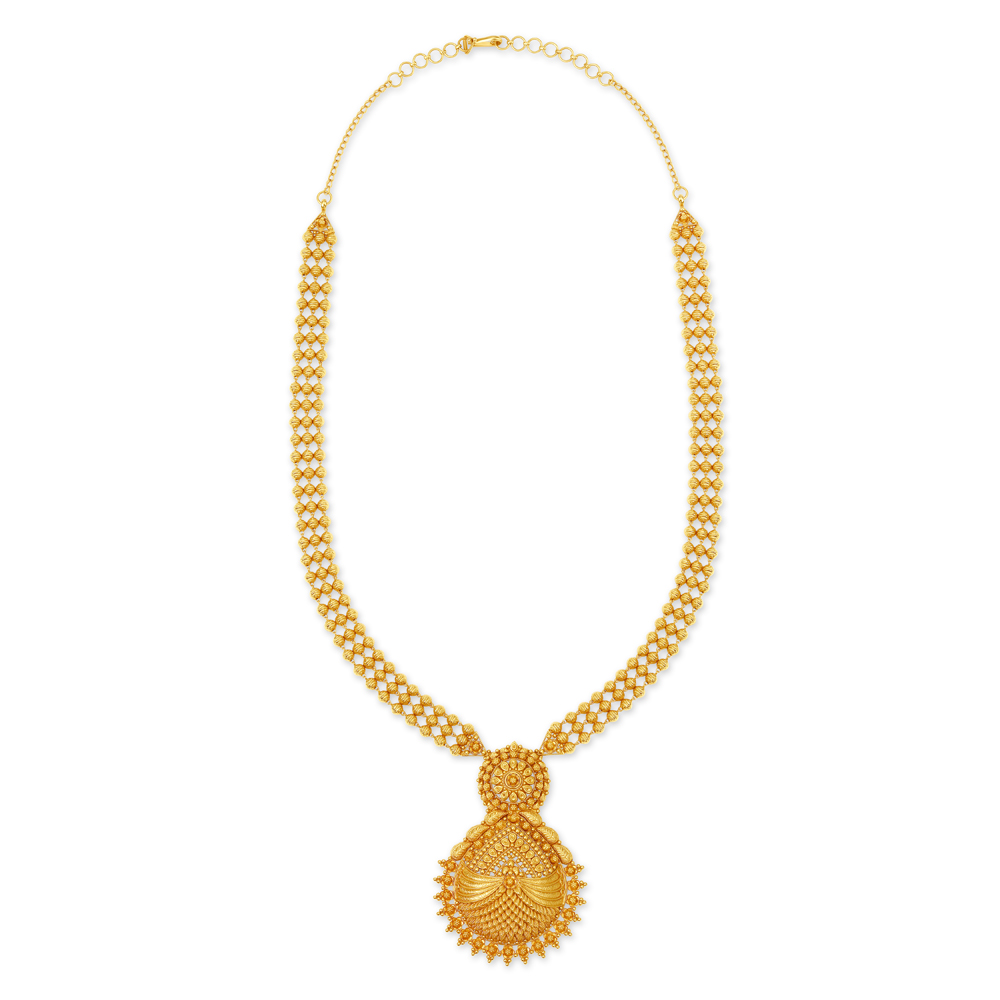 

Heavenly Rawa Work Floral Gold Necklace Set