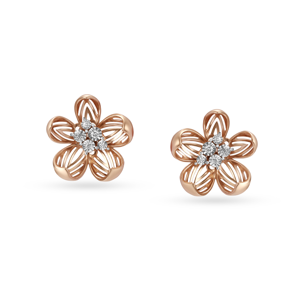 Buy quality Royale Collection 18k Rose gold Cluster Earring studs in Pune
