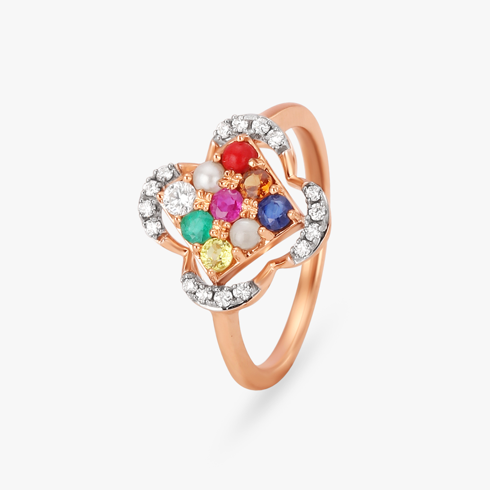 

Enchanting Navaratna Diamond Finger Ring