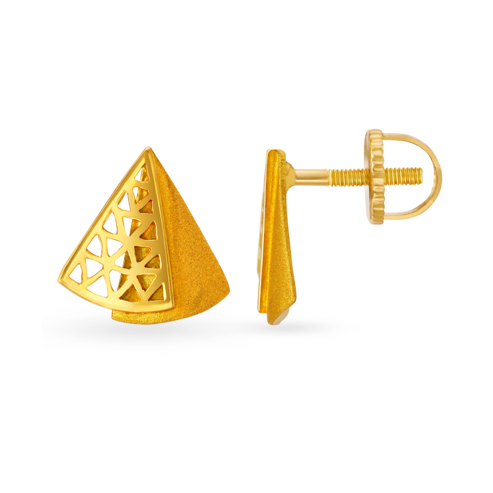 

Urbane Yellow Gold Triangular Stud Earrings