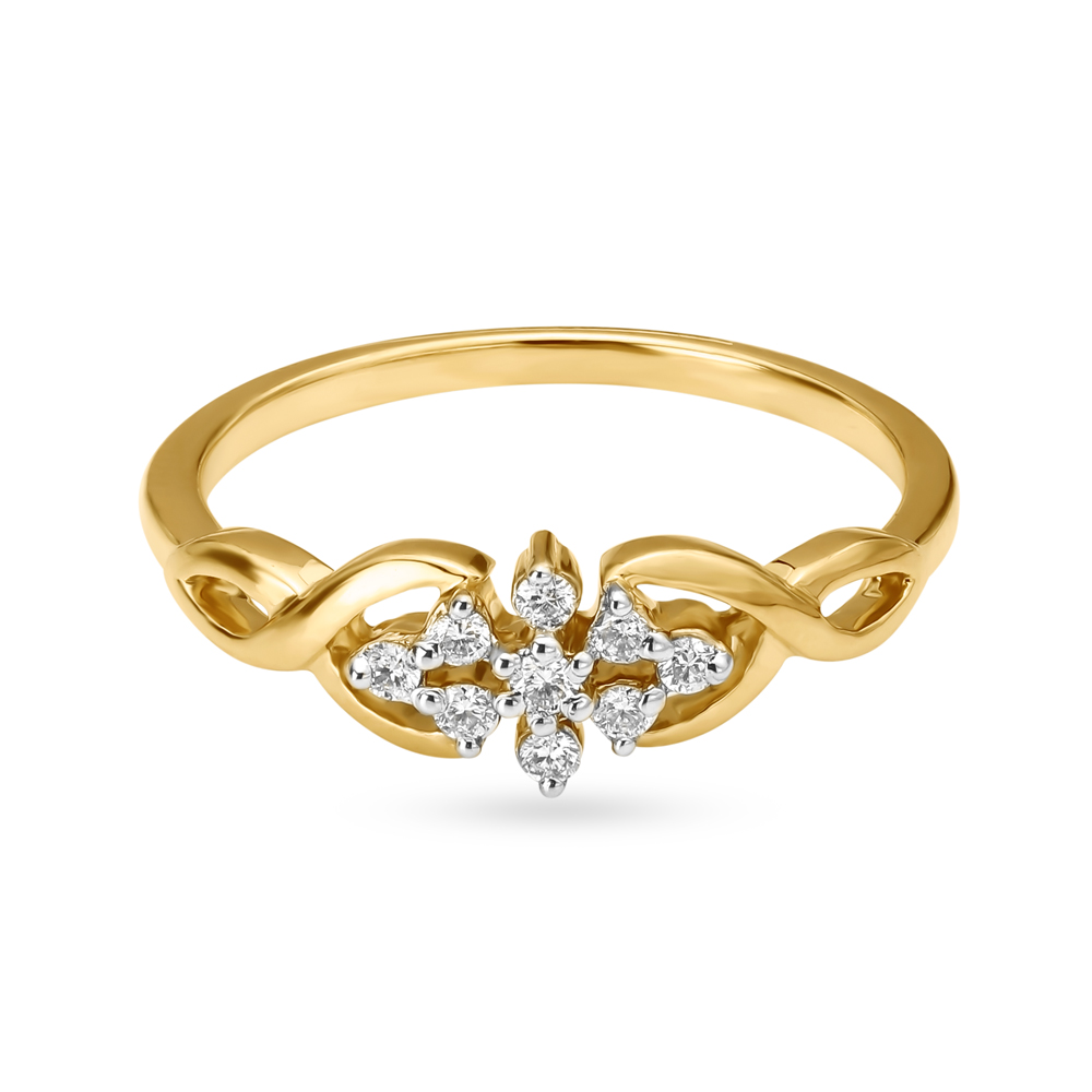 

Modern Floral Pattern Diamond Finger Ring