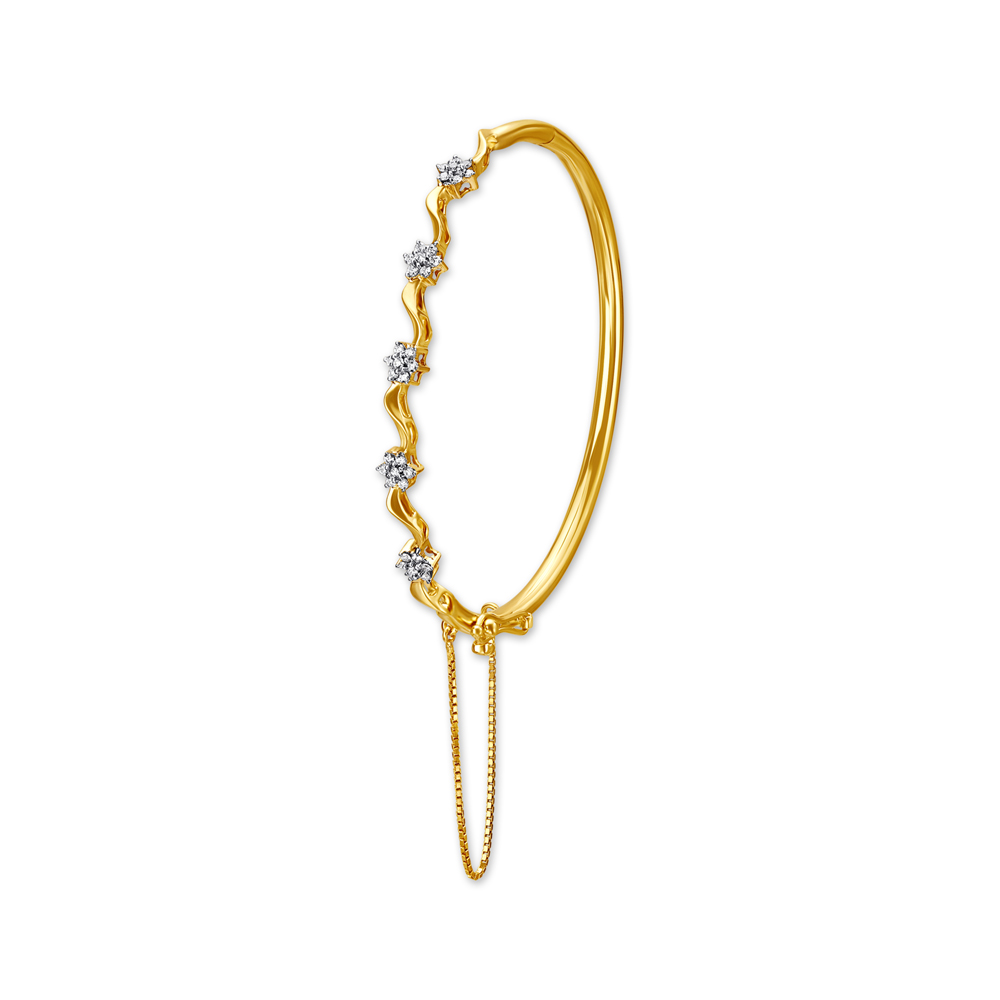 Pristine Floral Gold and Diamond Bangle