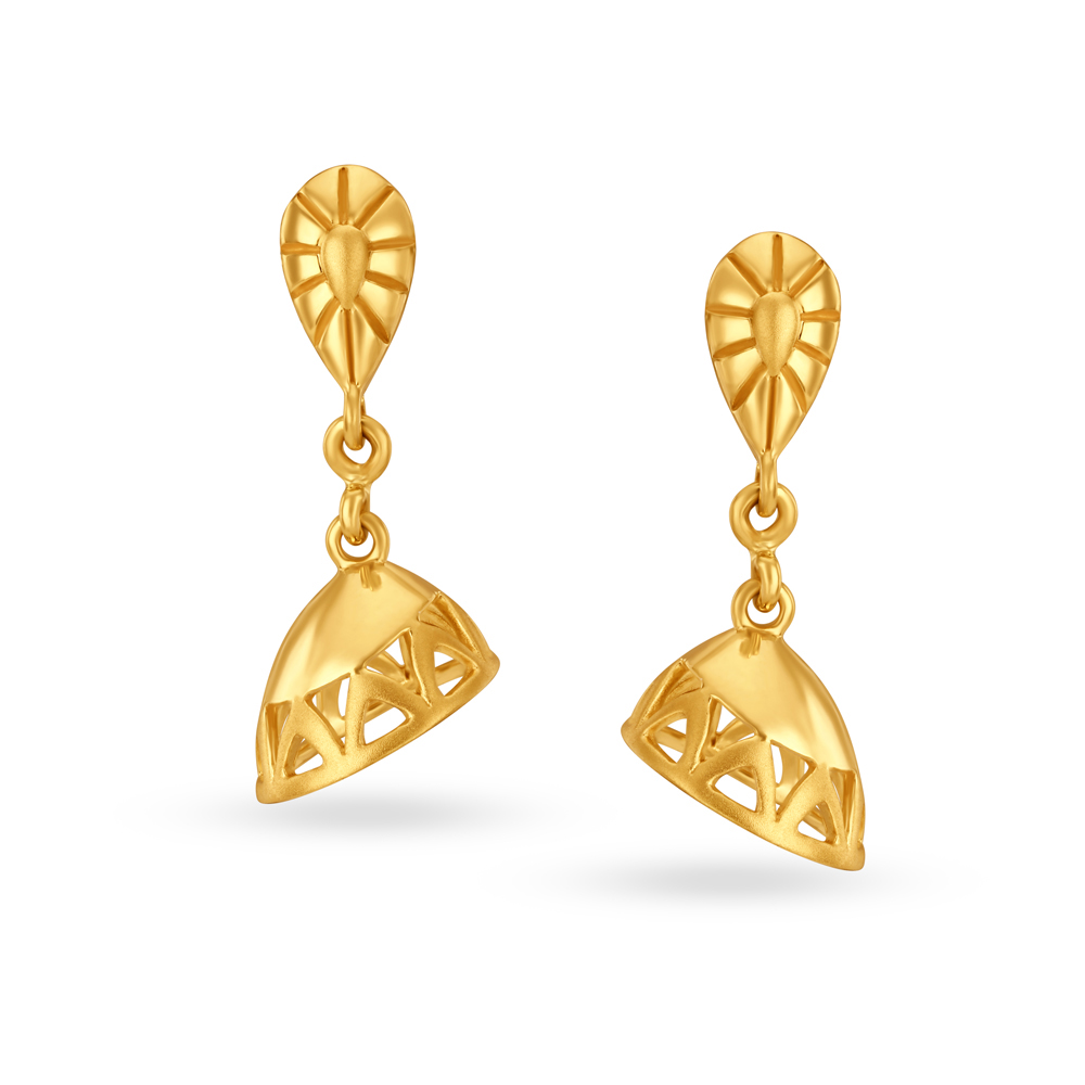 Contemporary 22 Karat Yellow Gold Jhumkas