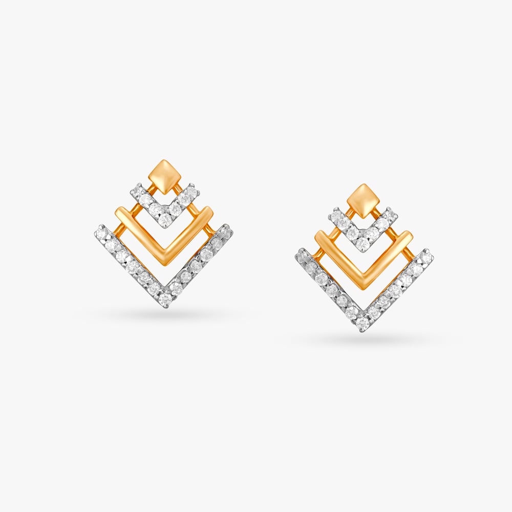 

Sleek Chevron Diamond Stud Earrings