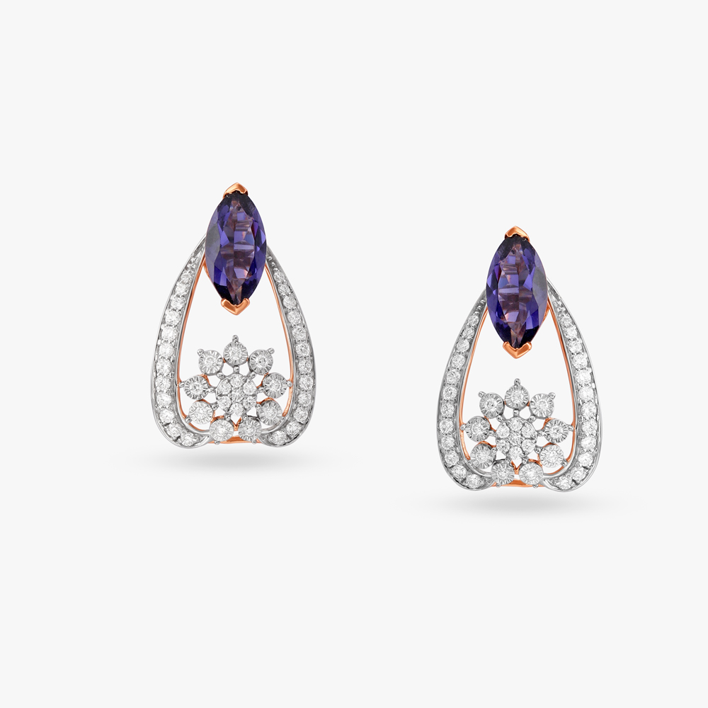 Stunning Diamond and Iolite Stud Earrings