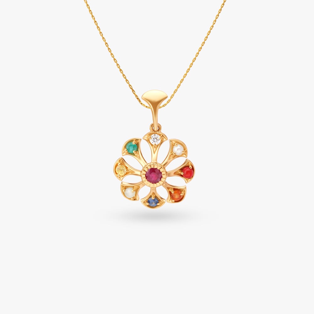 

Luxurious Navaratna Diamond Pendant