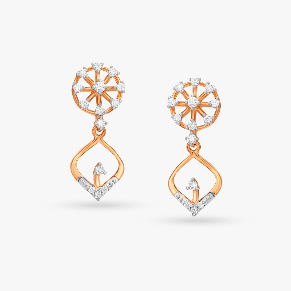 Buy Glittering Starburst Design Diamond Earrings Online | ORRA