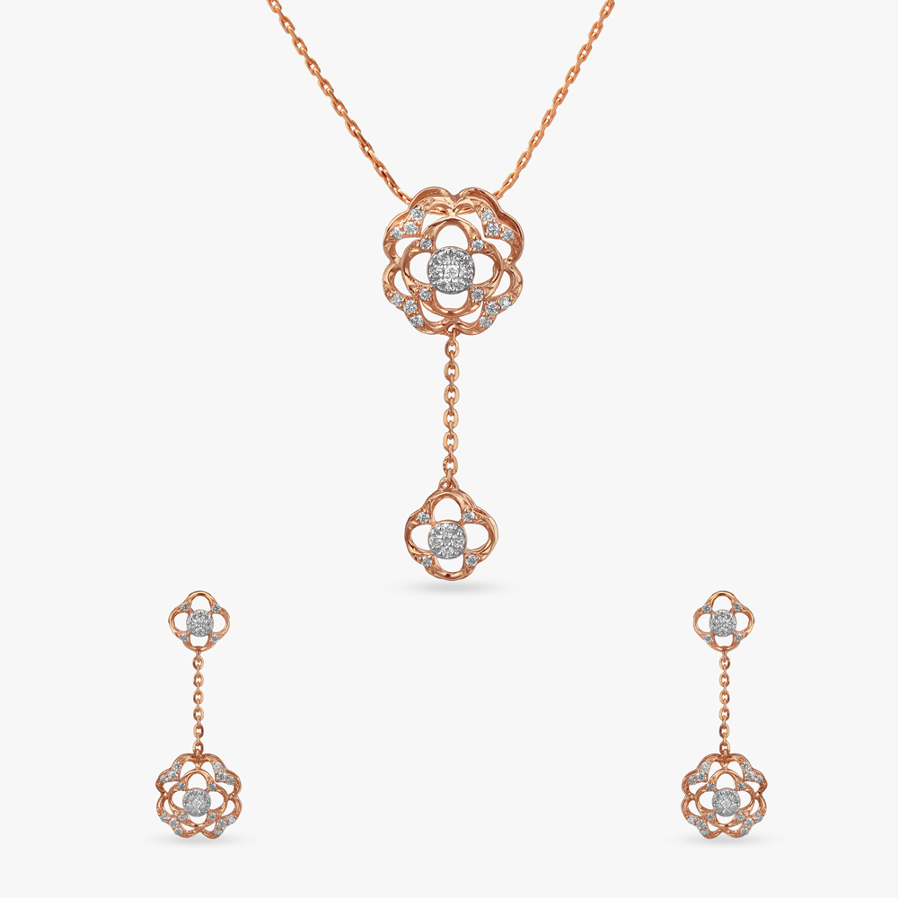 

Blush Bloom Diamond Pendant and Earrings Set