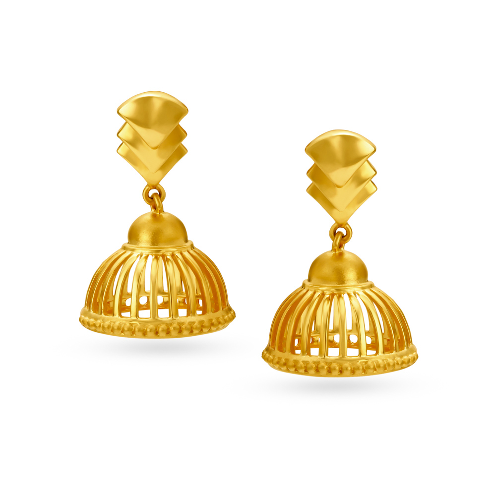 Two Layered Stunning Gold Jhumka Earrings