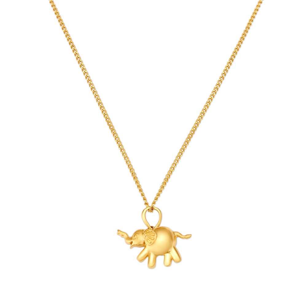 Endearing Elephant Gold Pendant with Chain for Kids