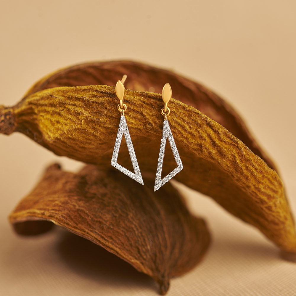 Signity Studded Triangle Shaped Earrings – Sanvi Jewels