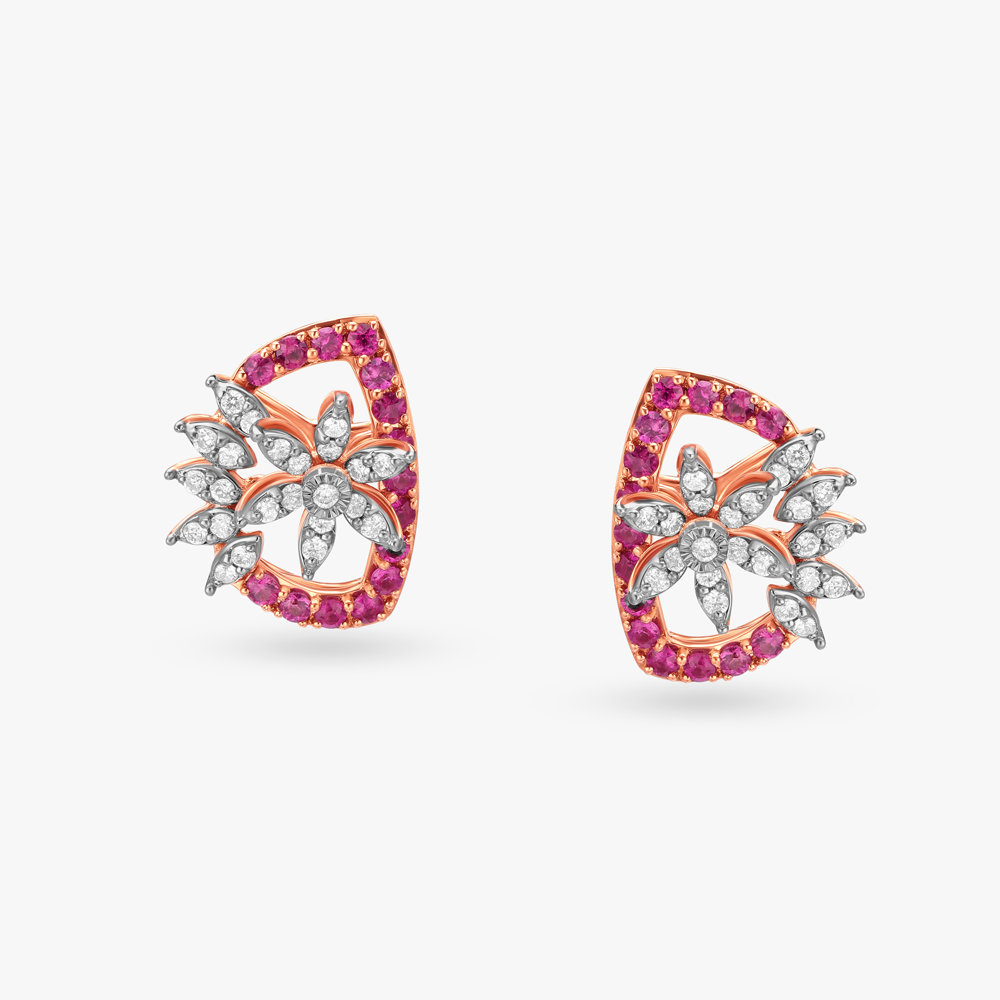Vibrant Sophistication Diamond Stud Earrings