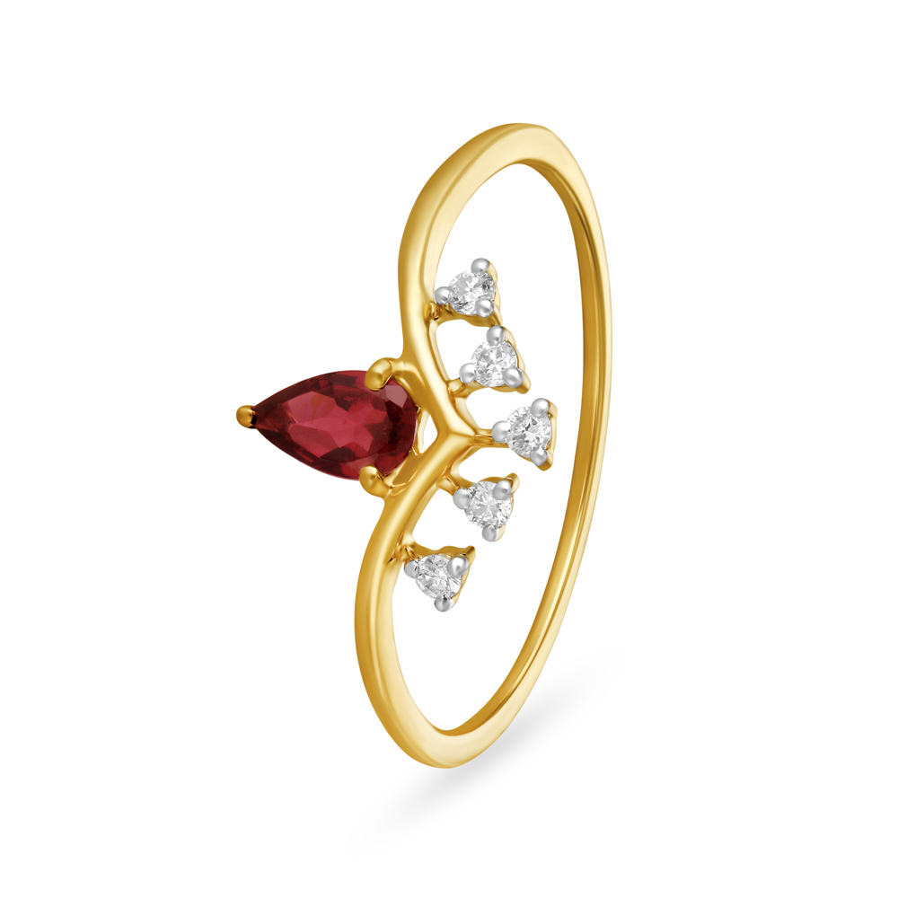 Striking Emerald And Ruby Studded Gold Ring