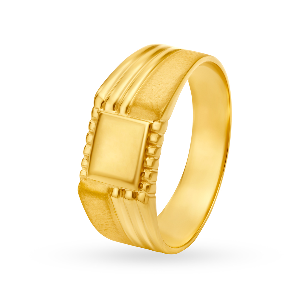 

Handsome 22 Karat Yellow Gold Textured Square Ring