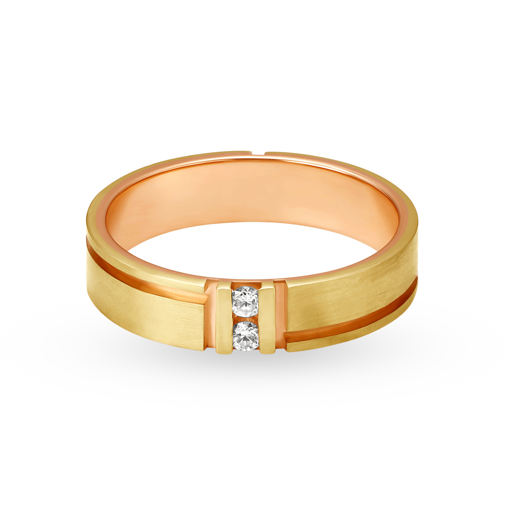 

Bold Edgy Diamond Ring in White and Rose Gold for Men