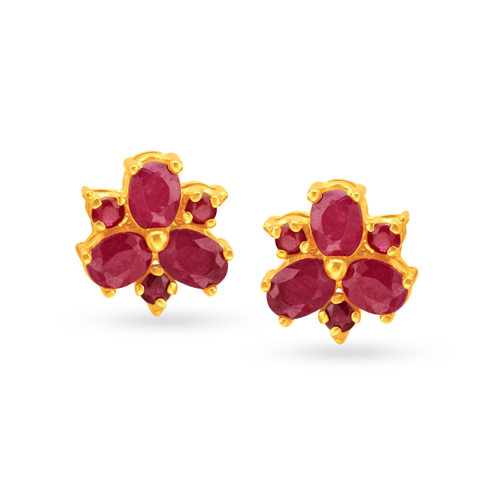 Magnificent Ruby Gold Jhumka Earrings