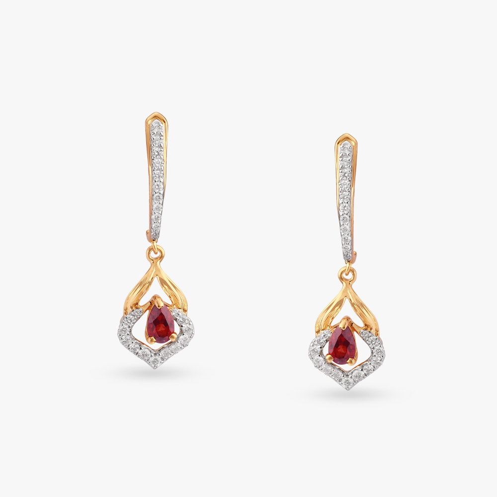 

Charming Diamond and Garnet Drop Earrings