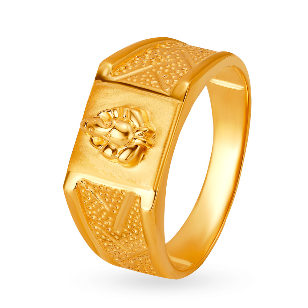 Magnificent 22 Karat Yellow Gold Deity Finger Ring