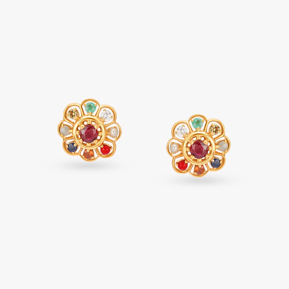 

Navaratna Spectrum Diamond Stud Earrings