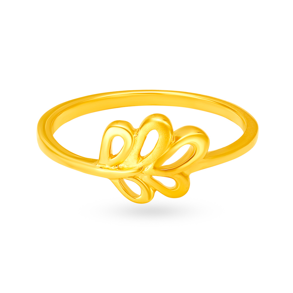 Artistic 22 Karat Yellow Gold Floral Finger Ring