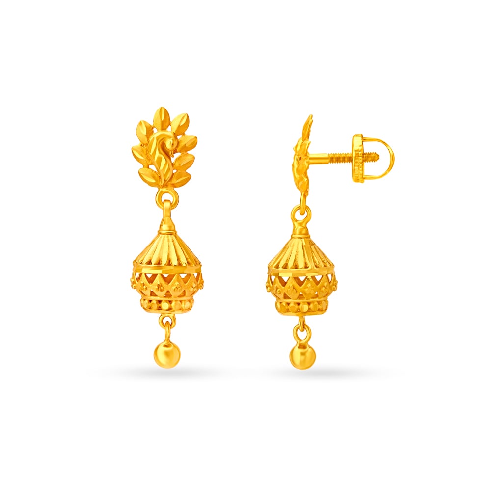 

Brilliant Yellow Gold Peacock Jhumkas